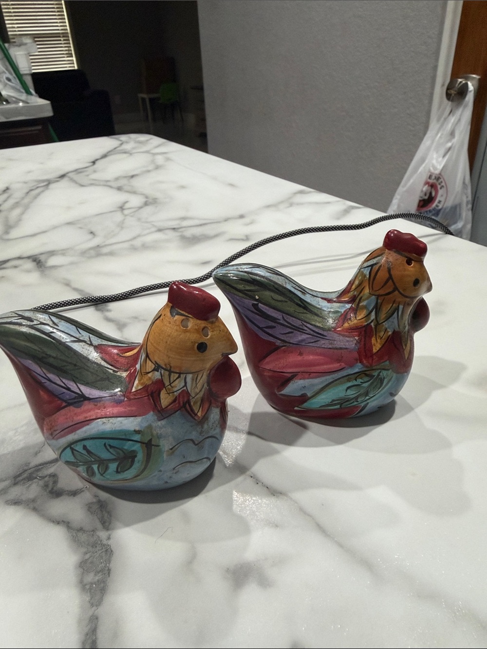 Hand-Painted Decorative Chicken Salt & Pepper Shakers - Multicolor
